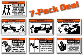 Pack Funny Jeep Warning Stickers Wrangler Sport 4x4  