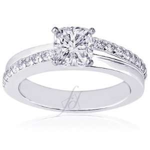 com 1.45 Ct Cushion Cut Diamond Engagement Ring Pave Set 14K SI2 CUT 