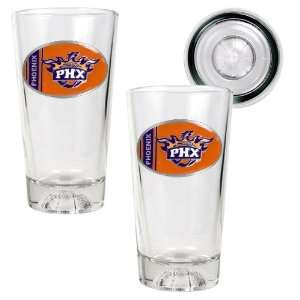  Phoenix Suns NBA 2pc Pint Ale Glass Set with Basketball 