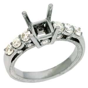  14k White Round 0.79 Ct Diamond Engagement Ring   Size 7.0 