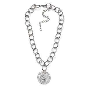  Silver Tone Baby Phat Crystal Pendant Necklace Jewelry