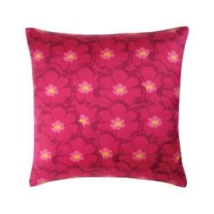   Blissliving Home Poppy Field Pillow, Raspberry, 18 by 18 Inches Home