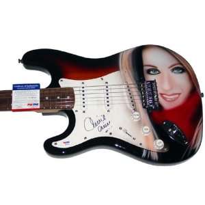 Celine Dion Autographed Signed Airbrush Guitar & Proof PSA/DNA