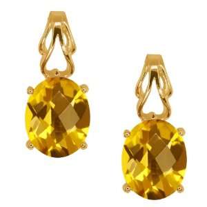  3.20 Ct Checkerboard Citrine Gold Plated Sterling Silver 