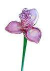 czech art glass free form hand blown flower narcissus pink