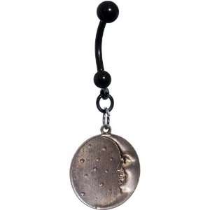    Handcrafted Antiqued Twilight Half Moon Belly Ring Jewelry