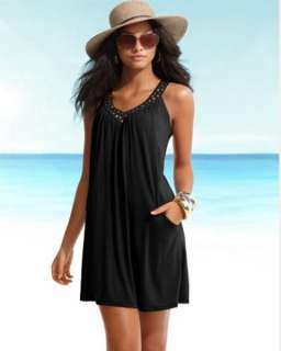   Black Pewter Stud Swimsuit Cover Up Dress Small NWT NEW $54  