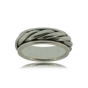   Gents Spinner Ring in Sterling Silver Wide Rope Band Jewelry