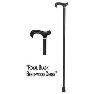 Royal Black Derby Walking Cane With Beechwood Shaft and 