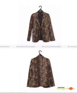 Women Fashion Leopard Slim Suit Top Coat Jacket #020  