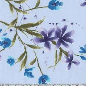  56 Wide Rayon Faille Garden Blue Essence Fabric By The 