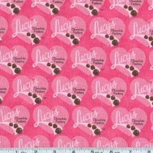  45 Wide I Love Lucy Chocolate Factory Logo Pink Fabric 