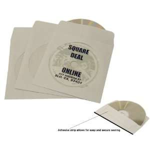  100 White Paper Double CD / DVD Disc Sleeves With Adhesive 