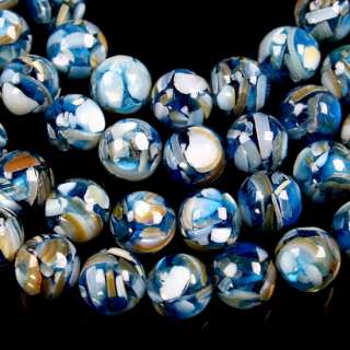 Blue Mother Of Pearl MOP Shell Round Loose Beads 8mm  