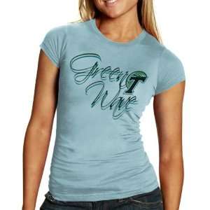  Tulane Green Wave Ladies Seafoam Green Script T shirt 