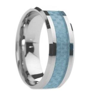   Blue Aquamarine Carbon Fiber Wedding Band Ring Sz 6.0 SN#C Jewelry