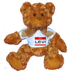 HELLO my name is LEVI Plush Teddy Bear with BLUE T Shirt 