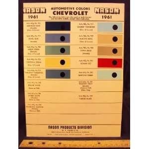  1961 CHEVROLET Paint Colors Chip Page General Motor 