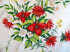 wilendur trillium vintage printed tablecloth bright red flowers hand 