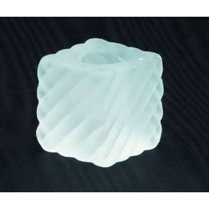  Swirl Frost Glass Cube   Chime and Mini Candle Holder for 