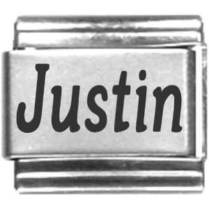  Justin Laser Name Italian Charm Link Jewelry