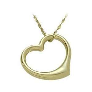  10K Yellow Gold Thick Floating Heart Pendant with chain Jewelry