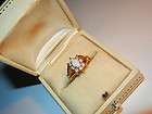   GOLD OPAL DIAMOND RING & MINIATURE JEWELRY BOX CASKET JAPAN SIZE 5
