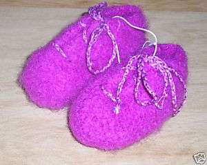 Hand Knit Felted Baby Shoes   Orchid  