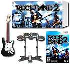 Nintendo Wii ROCK BAND 2 Special Edition Bundle Set drums guitar mic 