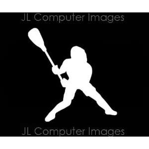 LACROSSE PLAYER WHITE DECAL 6 X 4