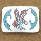 inlaid turquoise coral eagle silver trophy belt buckle $ 247