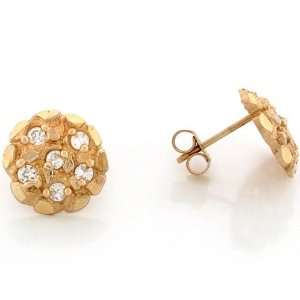  10k Soild Yellow Gold 1.1cm Nugget with Round Cut CZ Pin 