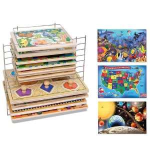   51pc, and Underwater 48pc with Deluxe Wire Puzzle Rack Toys & Games