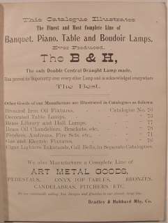 Bradley & Hubbard B&H Banquet Piano Table Lamp Catalog #79 1893 4 
