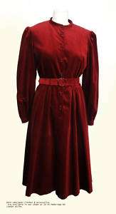 Vintage JAEGER Maroon Velvet 40s Long Dress size M  