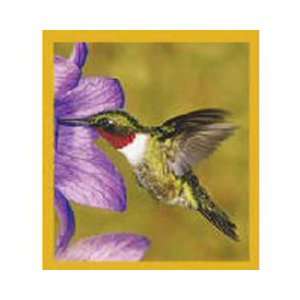   Bookmark Hummingbird with Purple Flower, Beautiful and Colorful Image