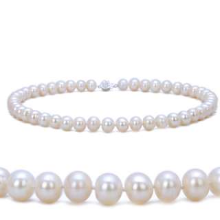 10 11mm Genuine Freshwater Cultured Pearls Necklace in Natural White 