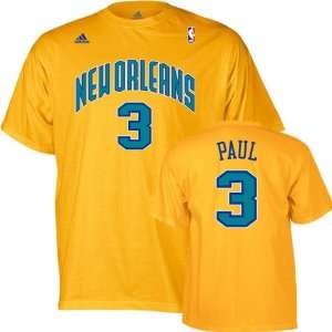  Chris Paul Gold adidas Name and Number New Orleans Hornets T 