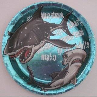 Shark Party Birthday Party Supplies 9 Luncheon Paper Plates (8)