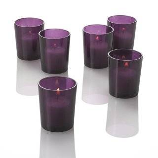 Set of 72 Colored Glass Votive Candle Holders, Purple
