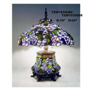  River of Goods Double Lit 24 Wisteria Stained Glass Table 