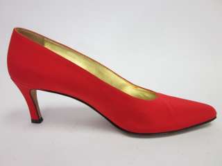 PANCALDI Red Satin Classic Pumps Shoes Size 9AAA  