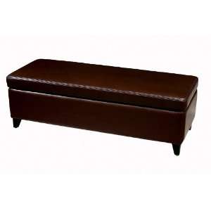  Wholesale Interiors Dark Brown Full Leather Storage Bench 