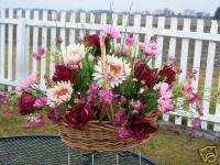 Grave Cemetery Tombstone Saddle Basket Burgundy Roses  