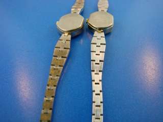 Lot 2 Helbros Wrist Watches Jewelry Ladies Quartz Crystal Gold Silver 
