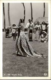 HAWAII Holoku Hula Hawaiian Woman Dancer Musicians Old RPPC  