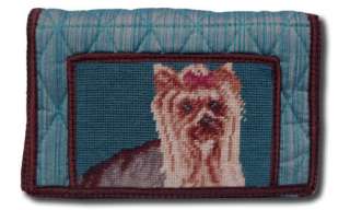 CLAWS YORKIE YORKSHIRE TERRIER NEEDLEPOINT CLUTCH WALLET CONVERT TO 