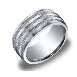 Sterling Silver 10mm Comfort Fit Band with Detailed Rope Patterns 
