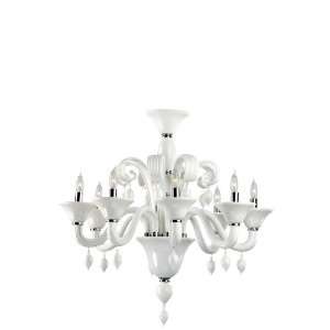   Light Opaque White Murano Glass Style Chandelier