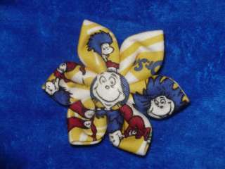 Dr. Seuss Flower Bow w/ Thing 1 & Thing 2 Vntg Fabric  